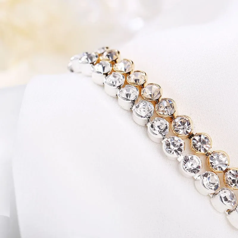 Wholesale Full Diamond Single Row Alloy Bracelets