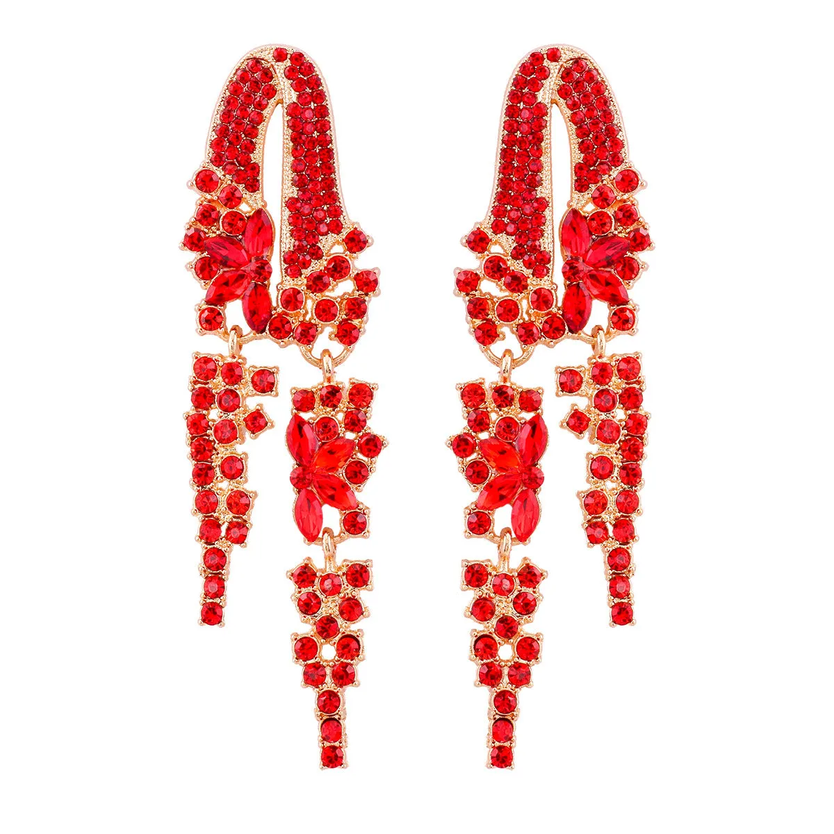 Wholesale Full Diamond Tassel Alloy Earrings