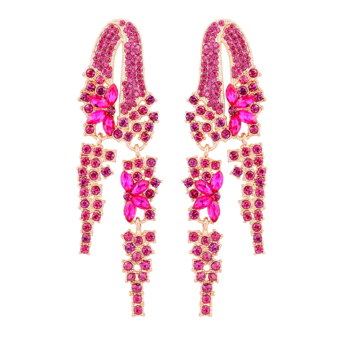 Wholesale Full Diamond Tassel Alloy Earrings