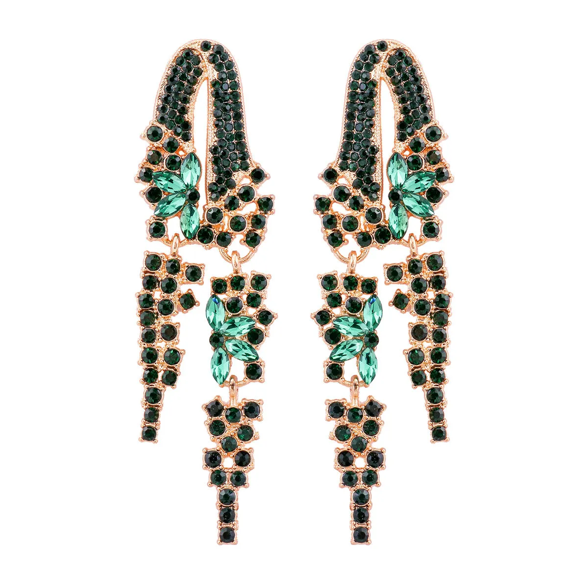 Wholesale Full Diamond Tassel Alloy Earrings