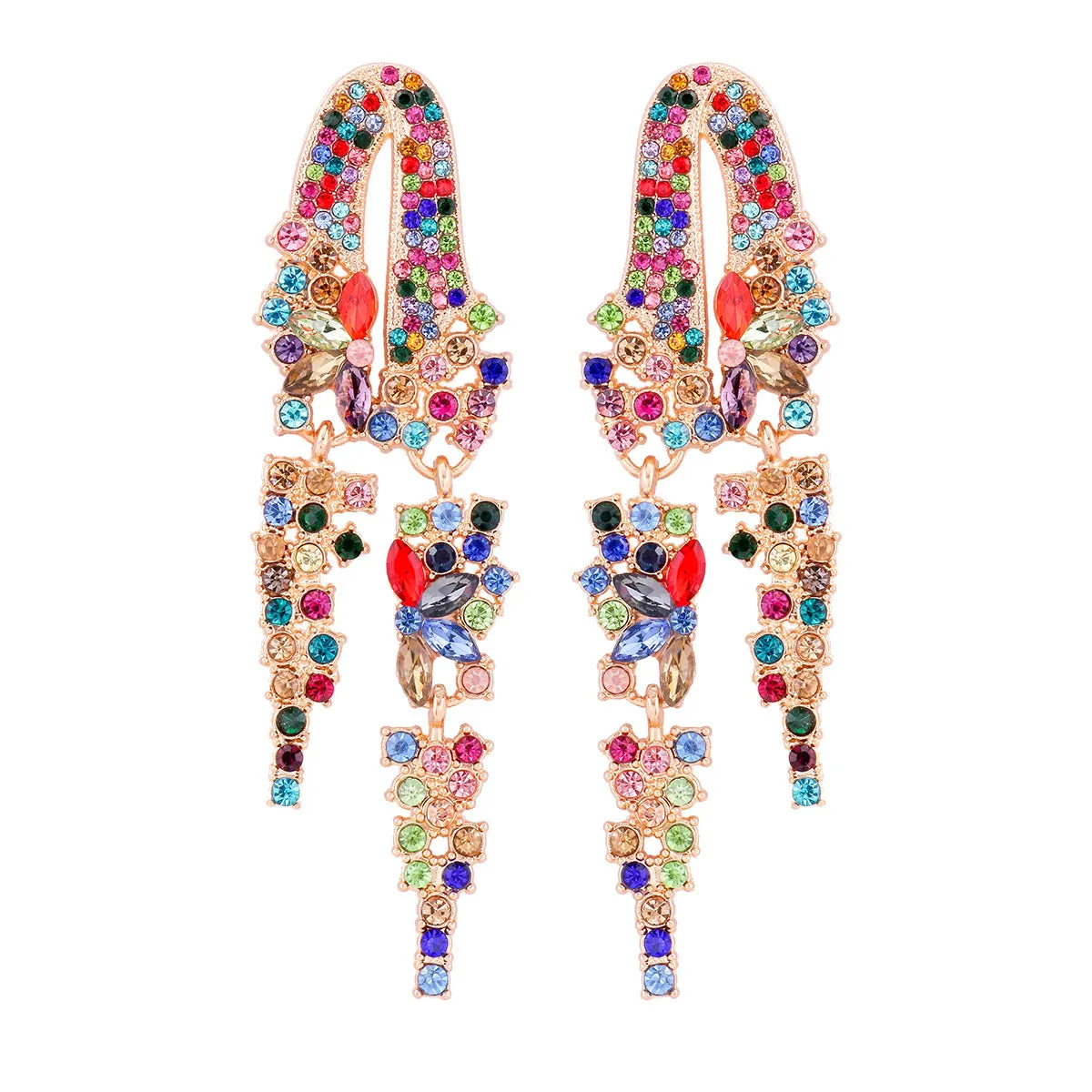 Wholesale Full Diamond Tassel Alloy Earrings