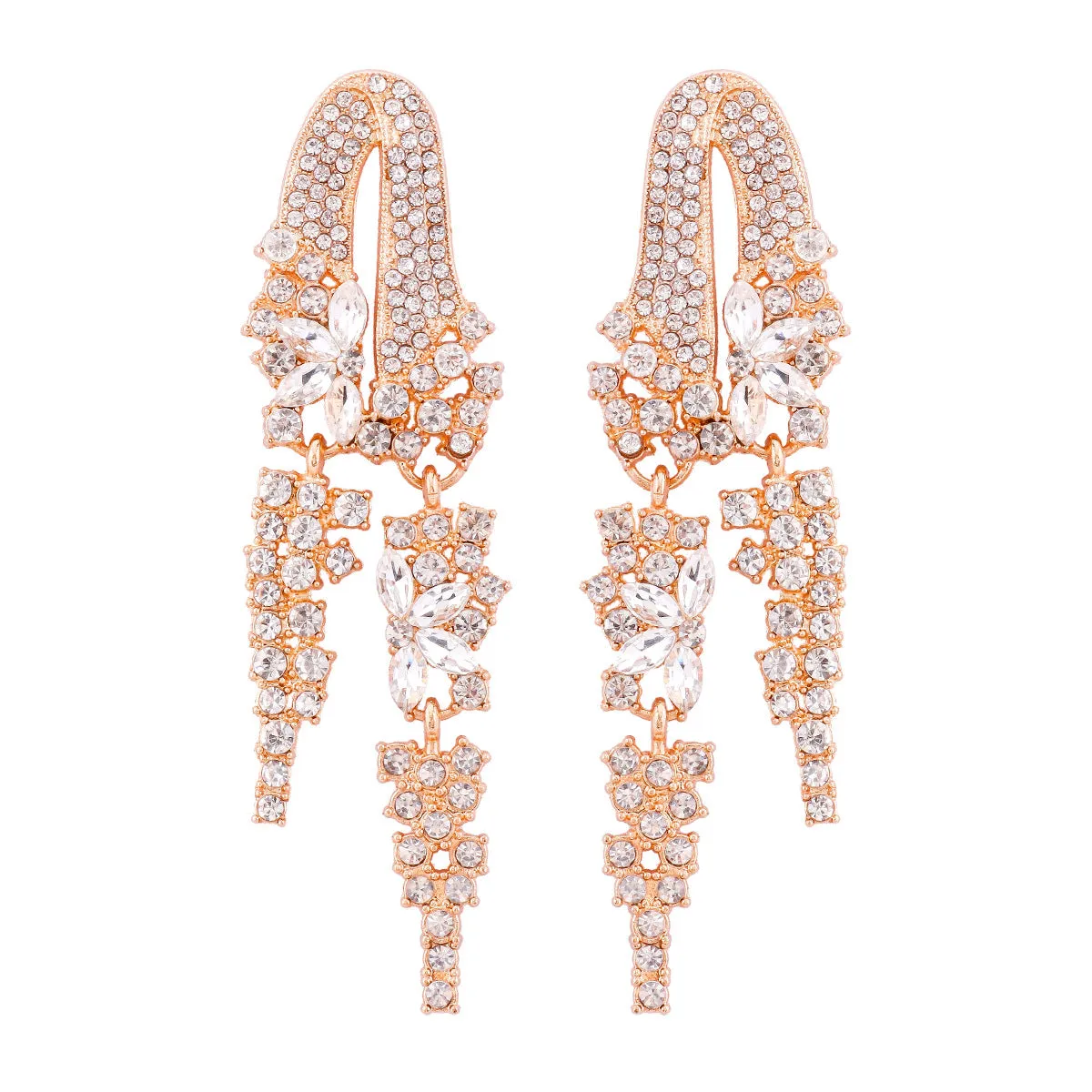 Wholesale Full Diamond Tassel Alloy Earrings