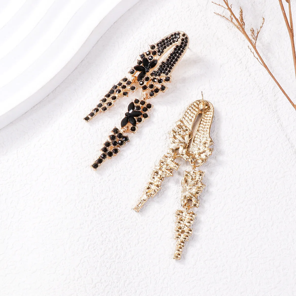 Wholesale Full Diamond Tassel Alloy Earrings