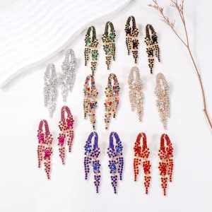 Wholesale Full Diamond Tassel Alloy Earrings