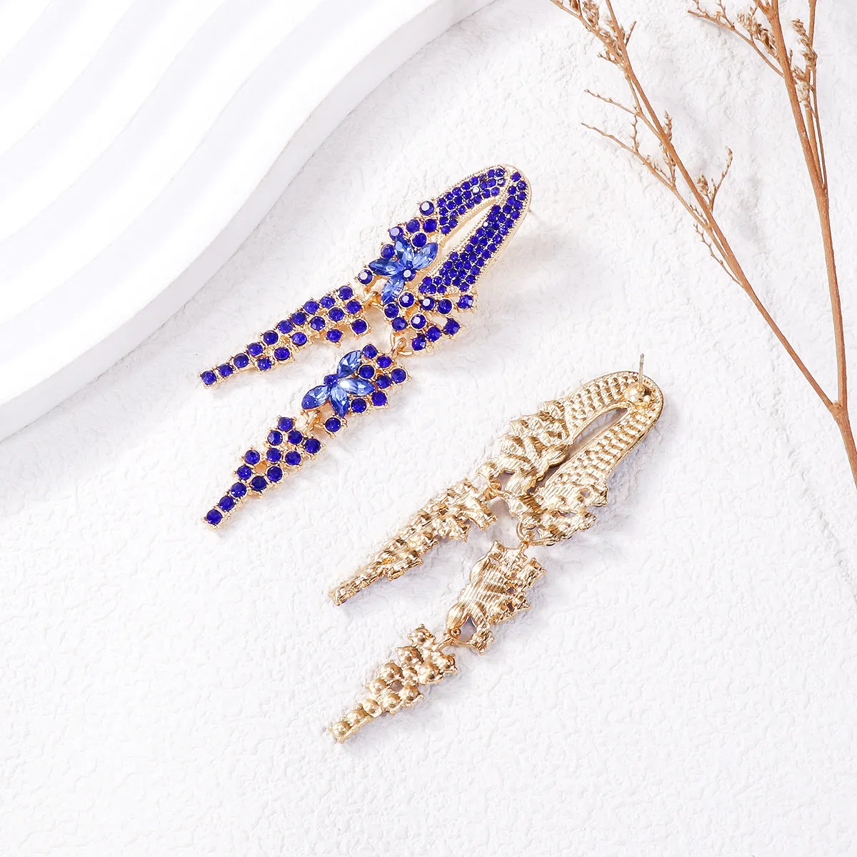 Wholesale Full Diamond Tassel Alloy Earrings