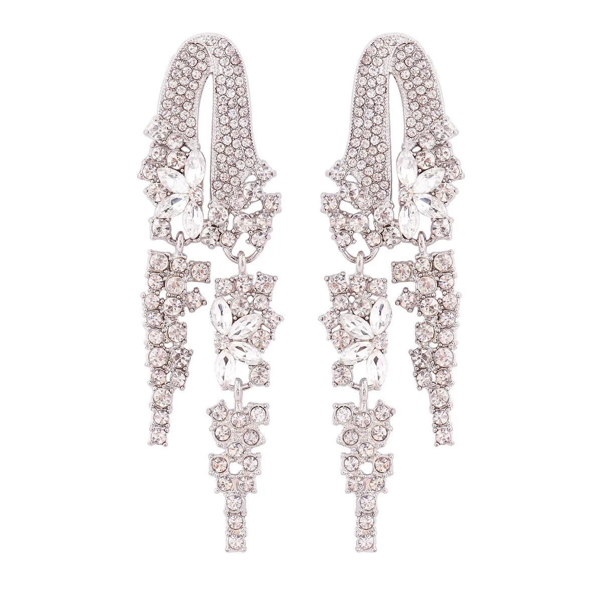 Wholesale Full Diamond Tassel Alloy Earrings