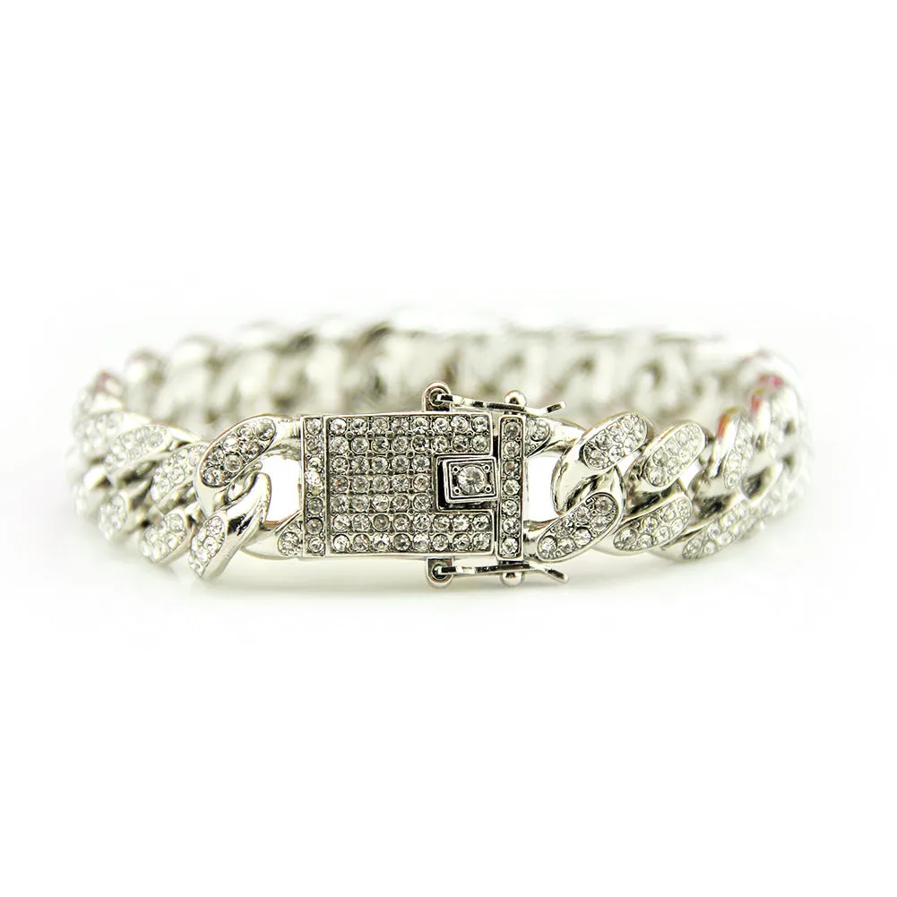 Wholesale Full Rhinestone Cuban Alloy Bracelet