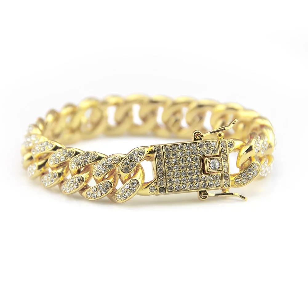 Wholesale Full Rhinestone Cuban Alloy Bracelet