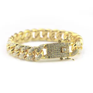 Wholesale Full Rhinestone Cuban Alloy Bracelet