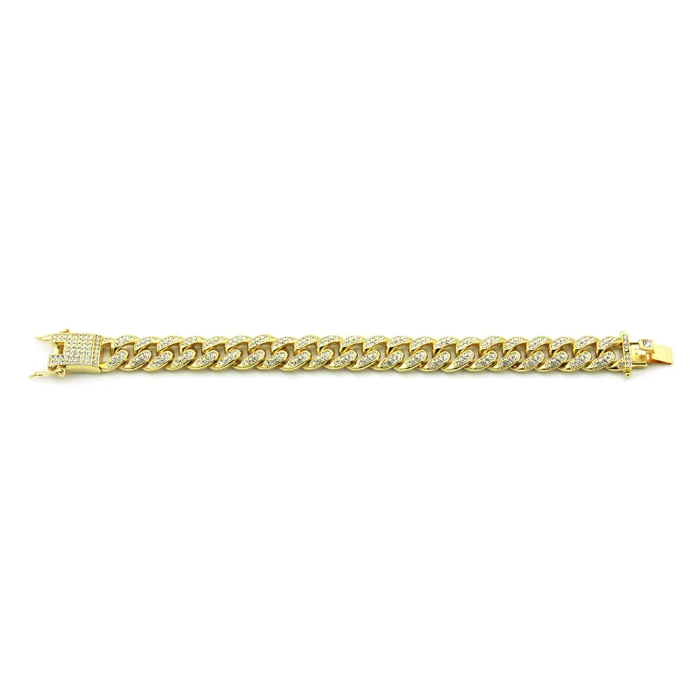 Wholesale Full Rhinestone Cuban Alloy Bracelet