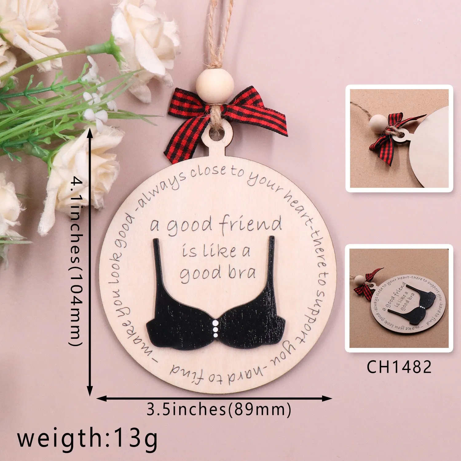 Wholesale Funny Bra Oment Wooden Christmas Decorative Pendants