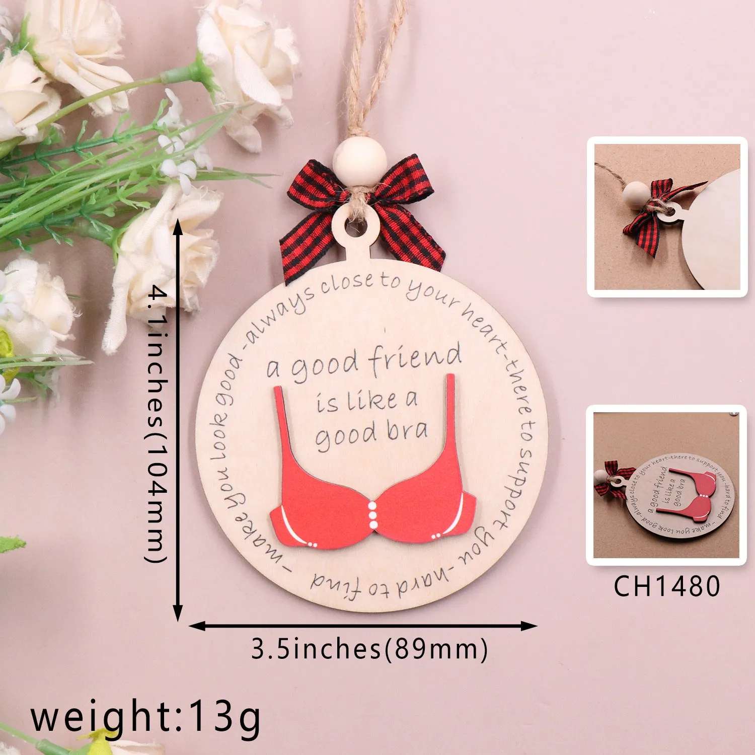 Wholesale Funny Bra Oment Wooden Christmas Decorative Pendants