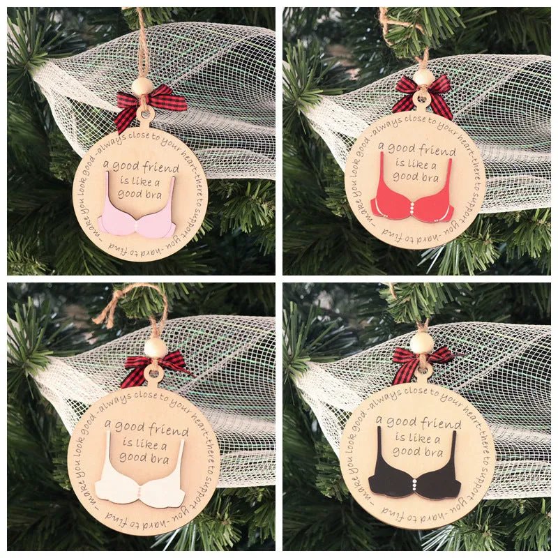 Wholesale Funny Bra Oment Wooden Christmas Decorative Pendants