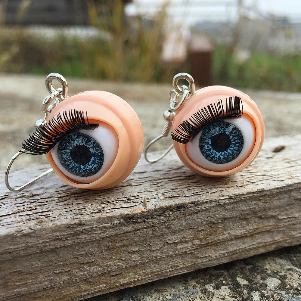 Wholesale Funny Creative Simulation Doll Eyes Eyelashes Eyeball Earrings