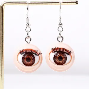 Wholesale Funny Creative Simulation Doll Eyes Eyelashes Eyeball Earrings