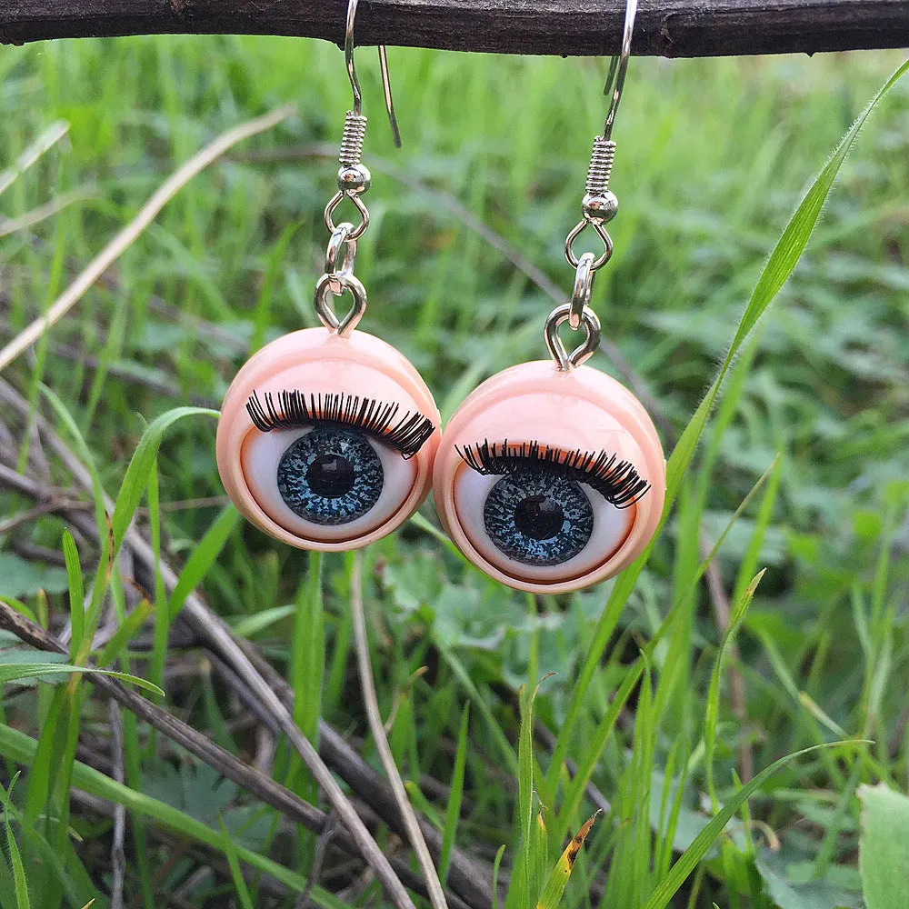 Wholesale Funny Creative Simulation Doll Eyes Eyelashes Eyeball Earrings