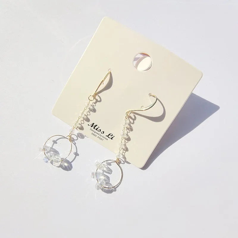 Wholesale Genuine Gold 925 Silver Needle Geometric Tassel Earrings