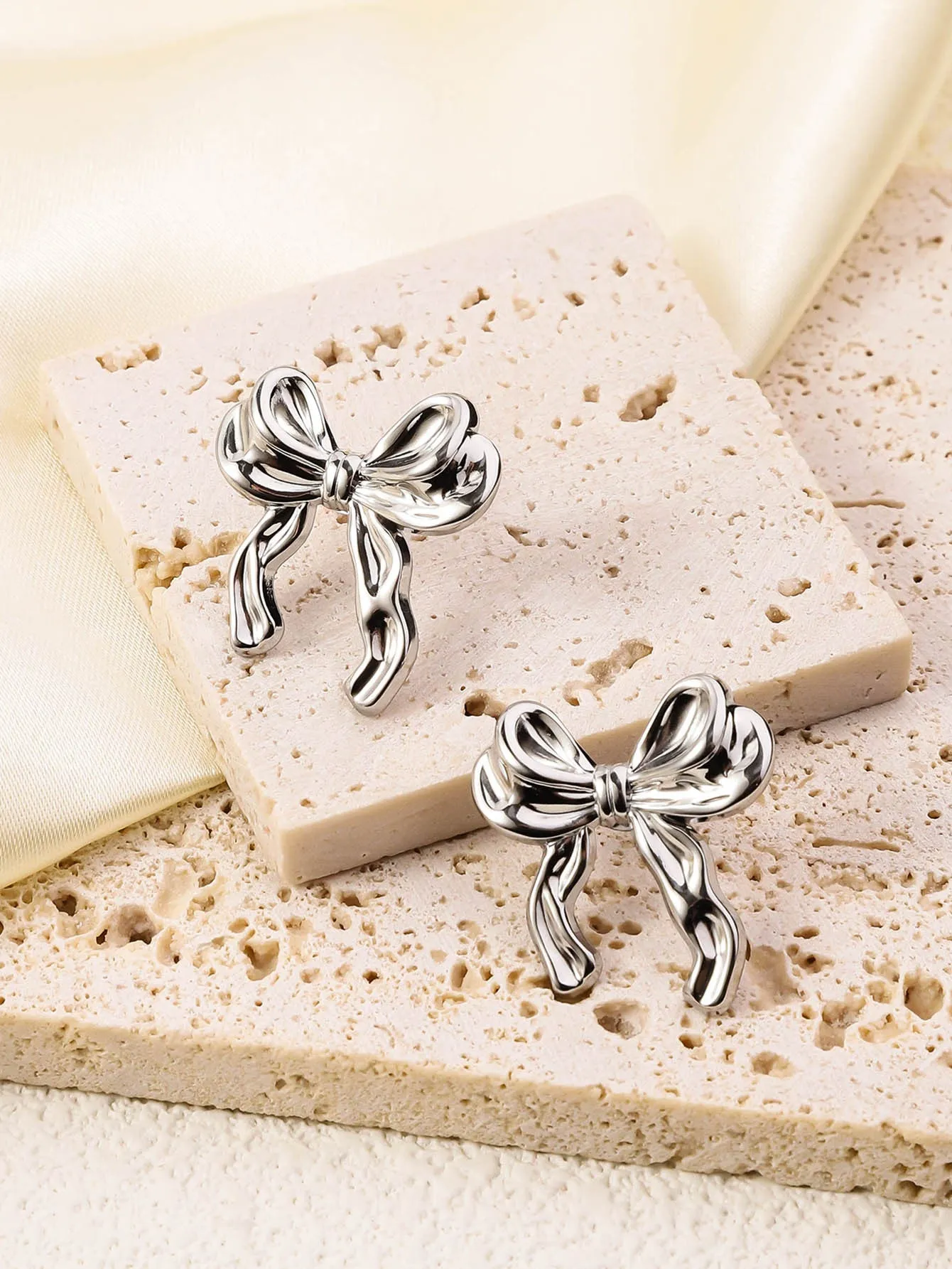 Wholesale Genuine Gold Plated Titanium Steel Heart-shaped Mirror Tassel Stainless Steel Earrings
