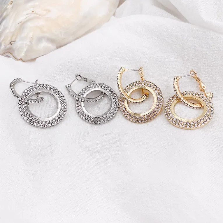 Wholesale Geometric Circle Full Diamond Earrings