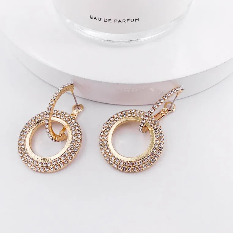 Wholesale Geometric Circle Full Diamond Earrings