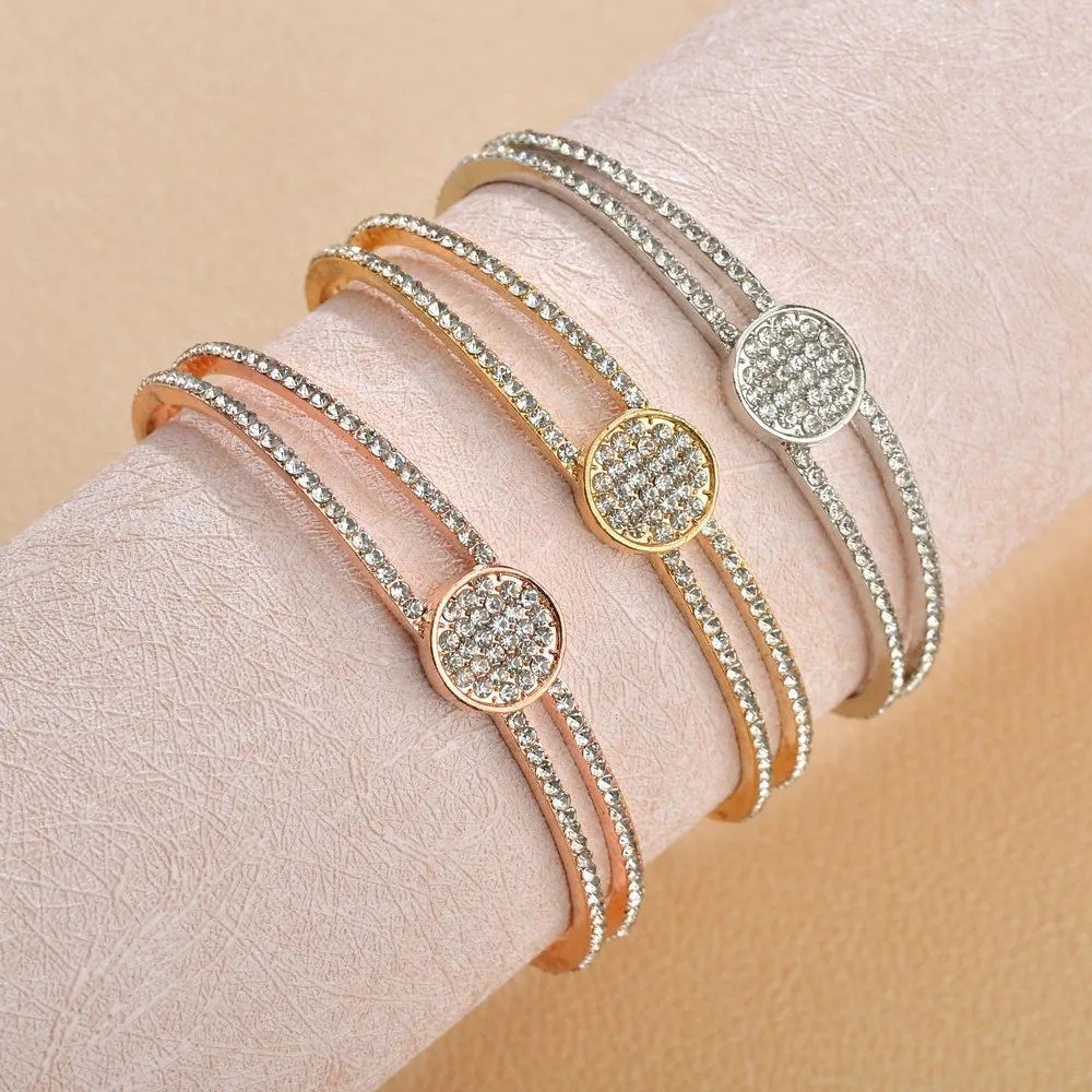 Wholesale Geometric Circle Rhinestone Alloy Bracelet