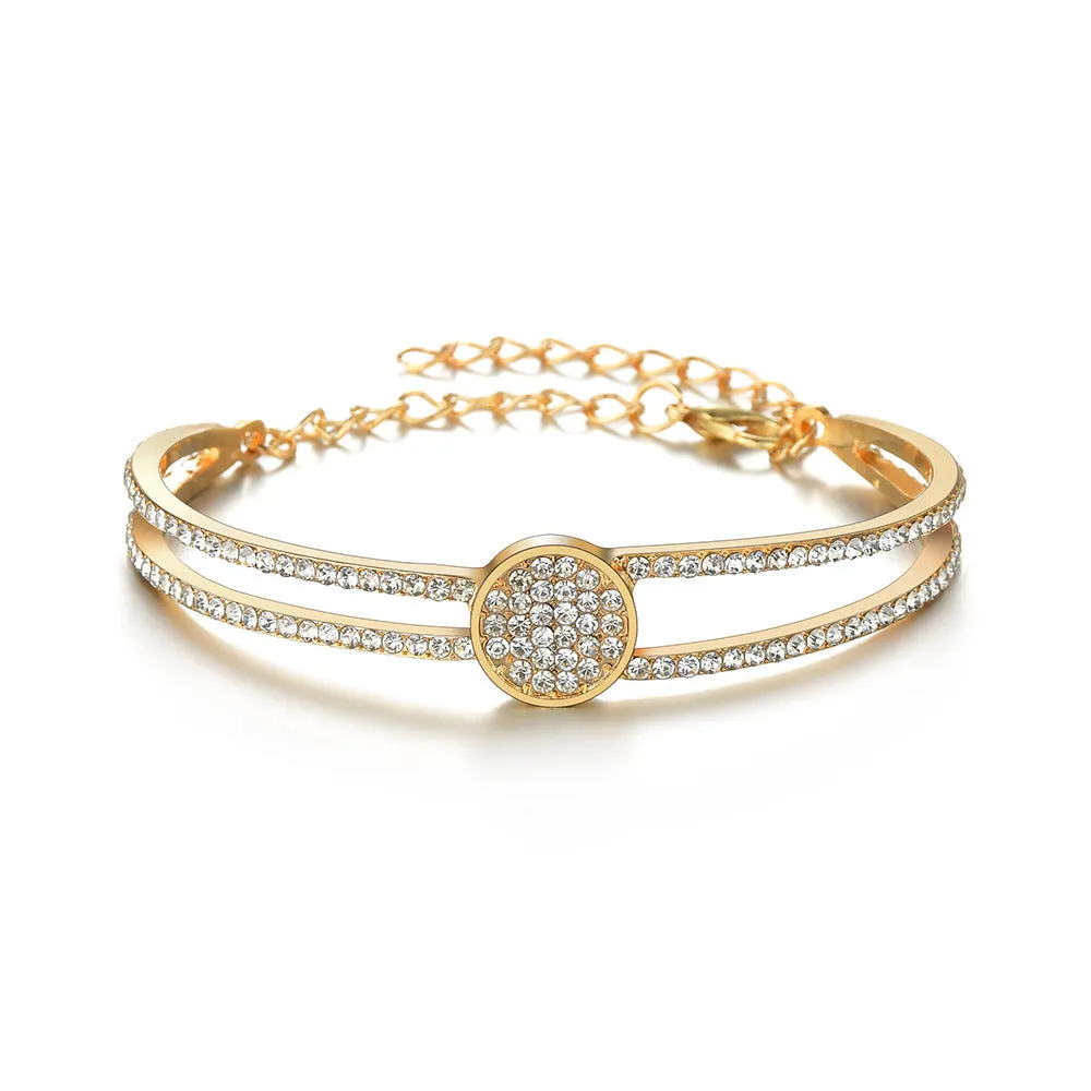 Wholesale Geometric Circle Rhinestone Alloy Bracelet