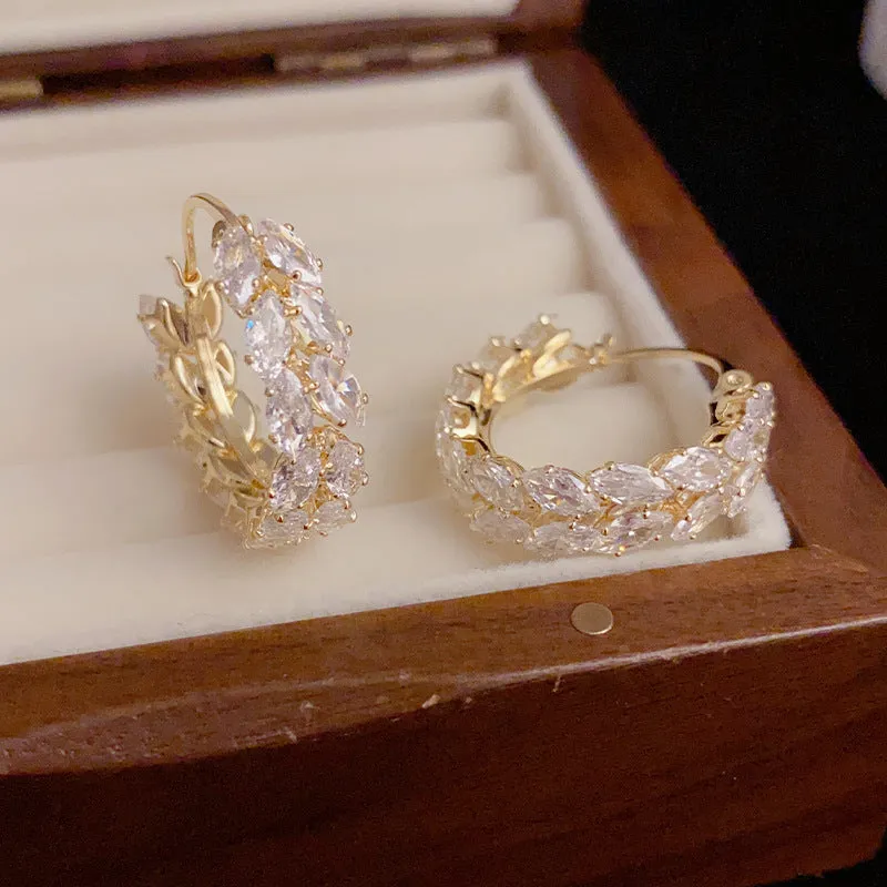 Wholesale Geometric Circle Wheat Ear Zircon Earrings
