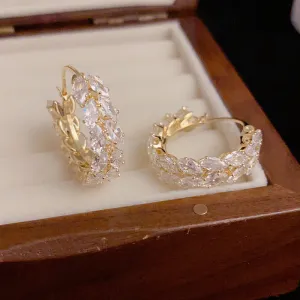 Wholesale Geometric Circle Wheat Ear Zircon Earrings