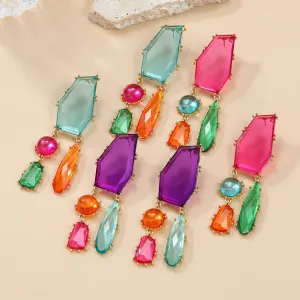 Wholesale Geometric Color Diamond Alloy Earrings