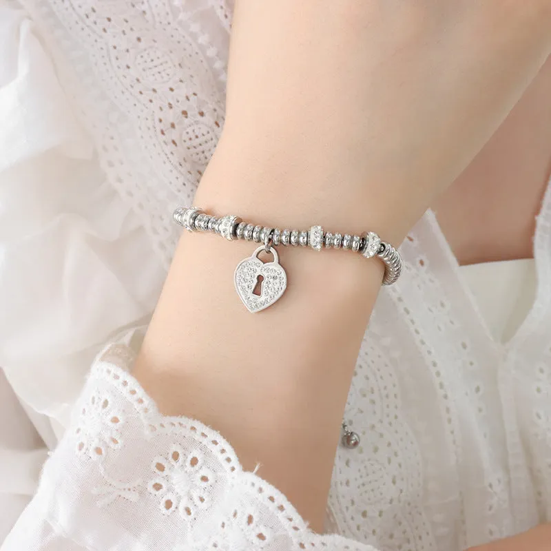 Wholesale Geometric Diamond Inlaid Titanium Steel Bracelet