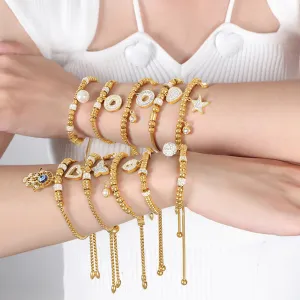 Wholesale Geometric Diamond Inlaid Titanium Steel Bracelet