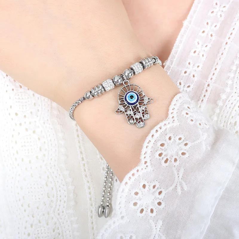 Wholesale Geometric Diamond Inlaid Titanium Steel Bracelet