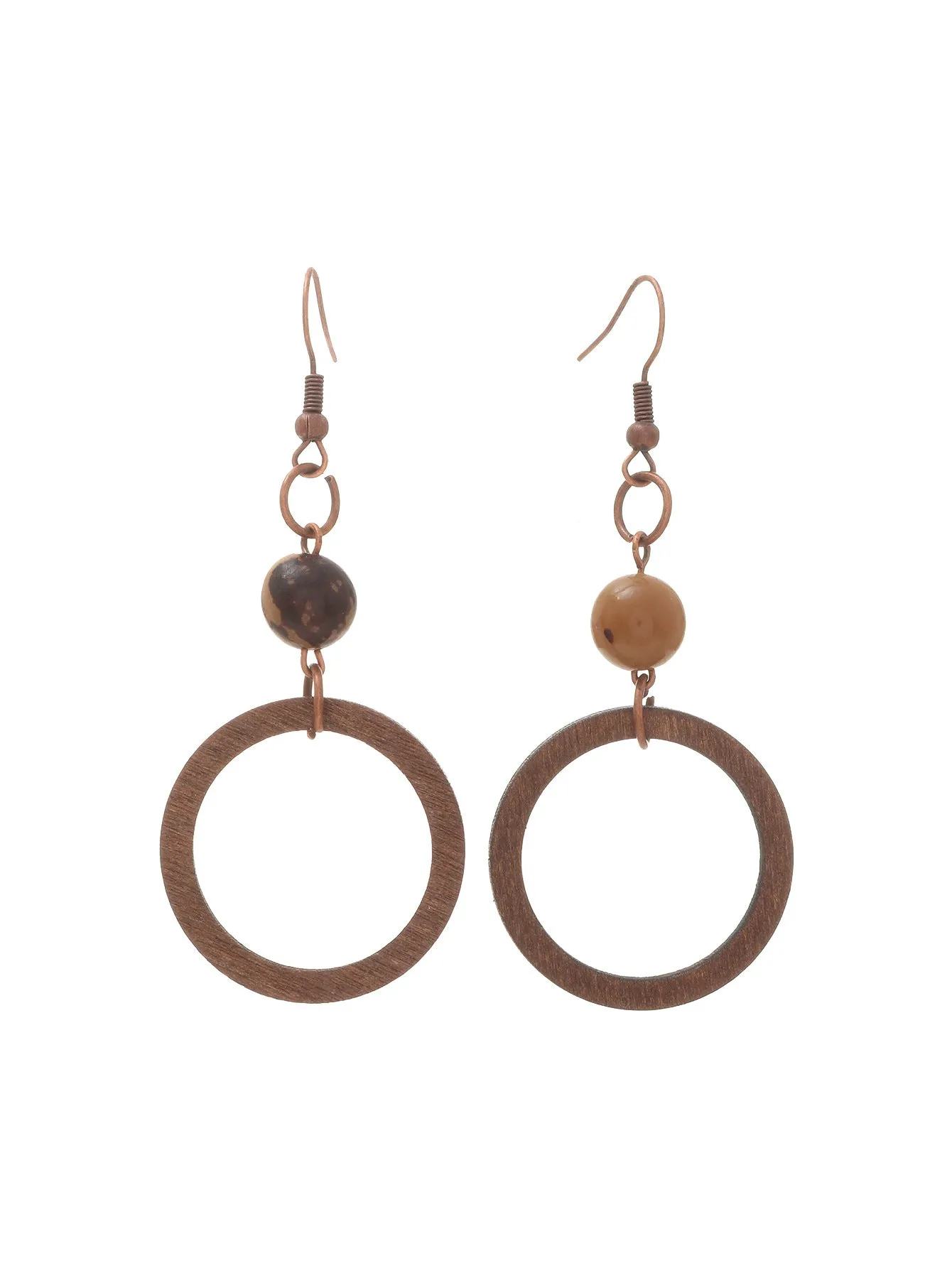 Wholesale Geometric Exaggerated Hollow Round Wooden Earrings