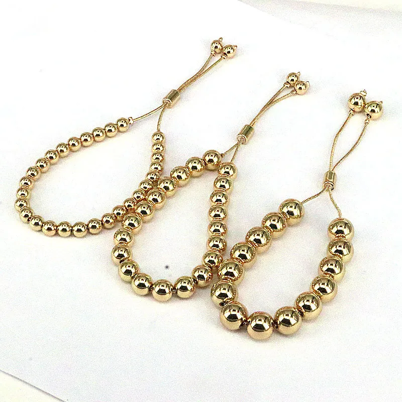 Wholesale Geometric Glossy Round Beads Adjustable Bracelet
