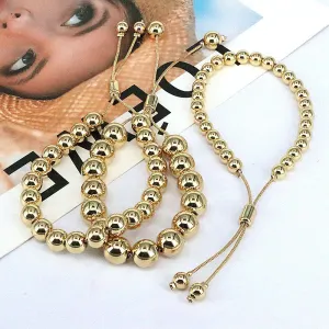 Wholesale Geometric Glossy Round Beads Adjustable Bracelet