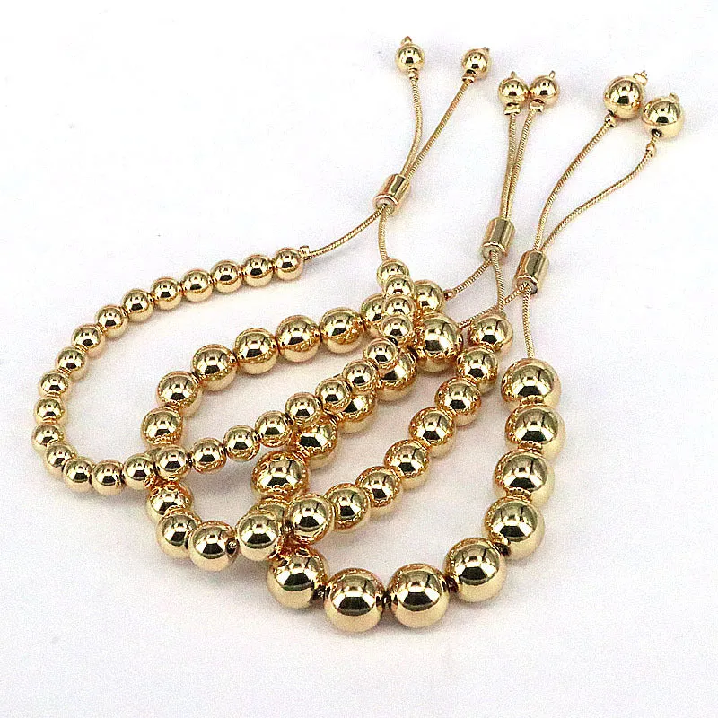 Wholesale Geometric Glossy Round Beads Adjustable Bracelet