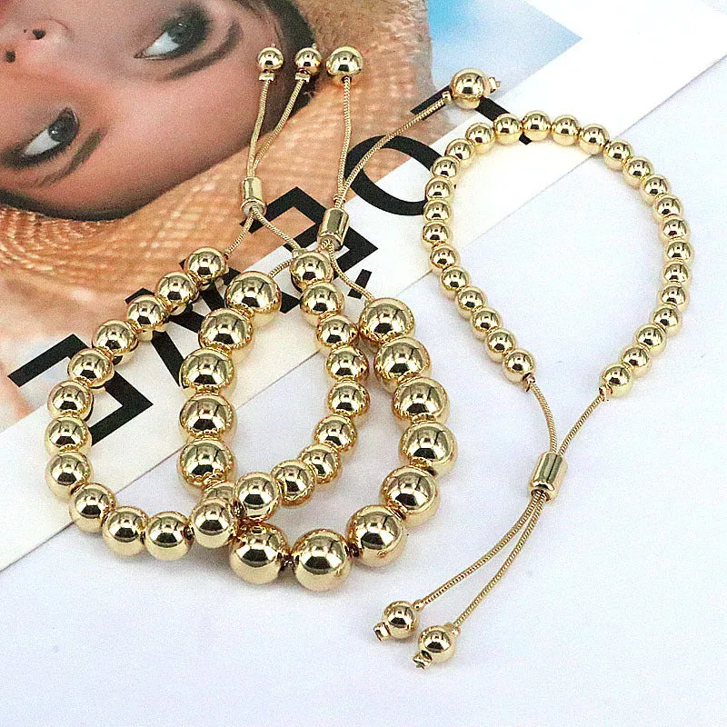 Wholesale Geometric Glossy Round Beads Adjustable Bracelet