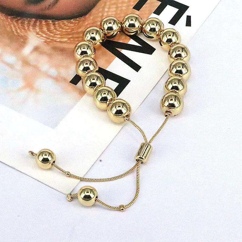 Wholesale Geometric Glossy Round Beads Adjustable Bracelet