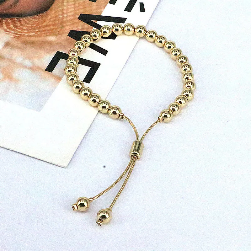 Wholesale Geometric Glossy Round Beads Adjustable Bracelet
