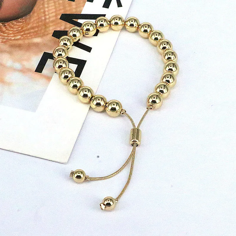 Wholesale Geometric Glossy Round Beads Adjustable Bracelet