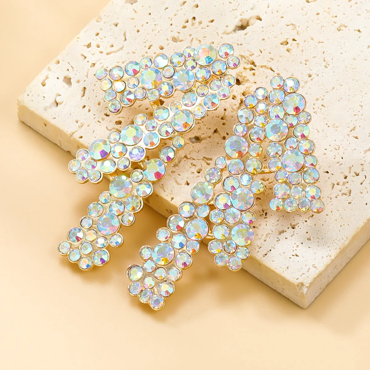 Wholesale Geometric Lines Full Diamond Earrings
