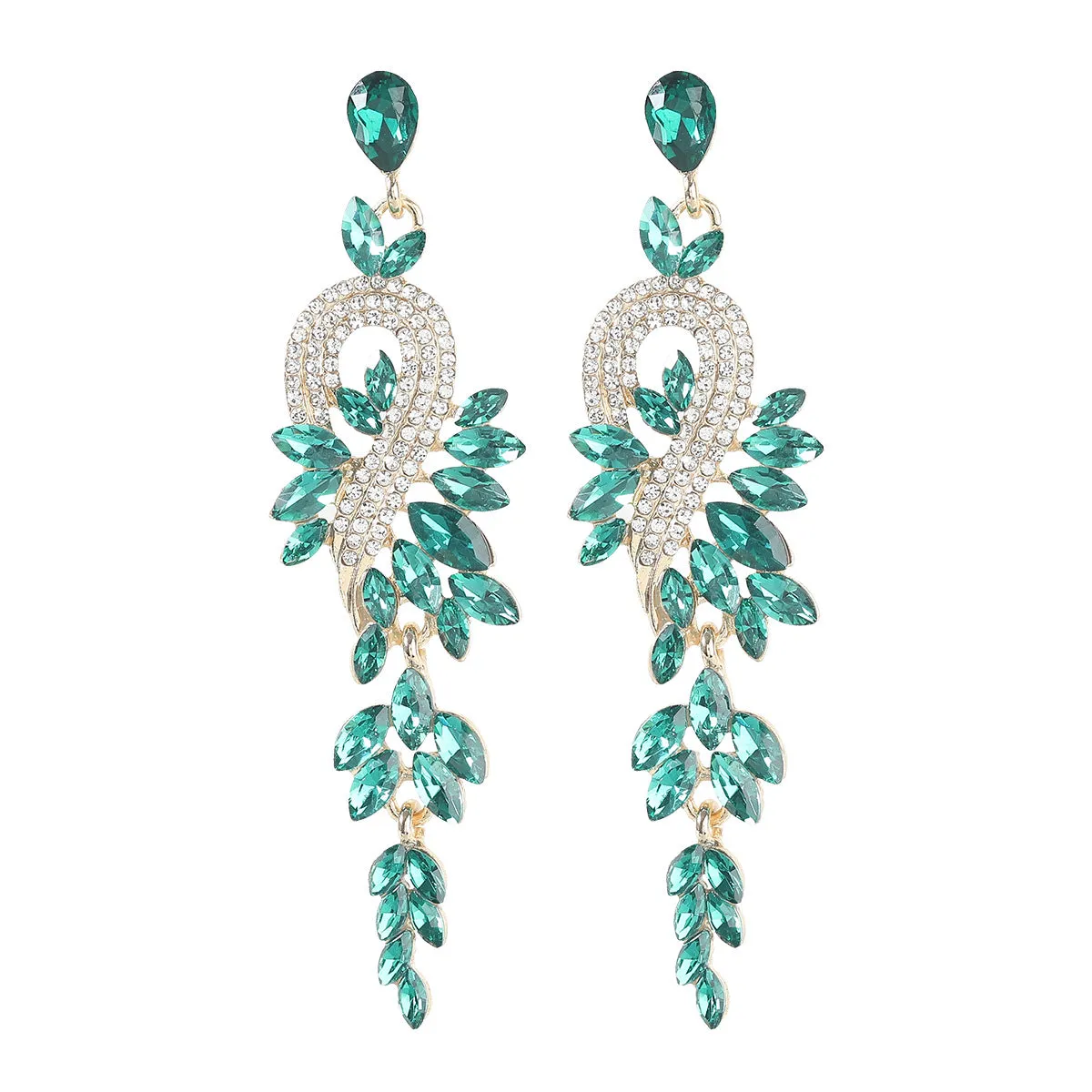 Wholesale Geometric Long Exaggerated Alloy Diamond and Rhinestone Earrings