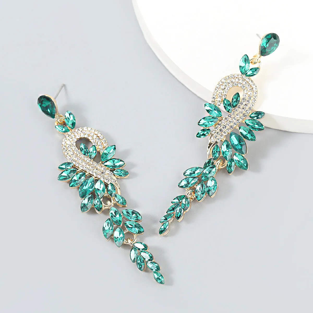 Wholesale Geometric Long Exaggerated Alloy Diamond and Rhinestone Earrings