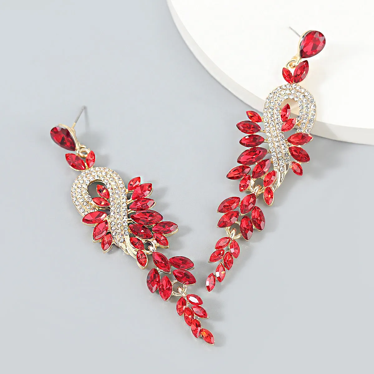 Wholesale Geometric Long Exaggerated Alloy Diamond and Rhinestone Earrings