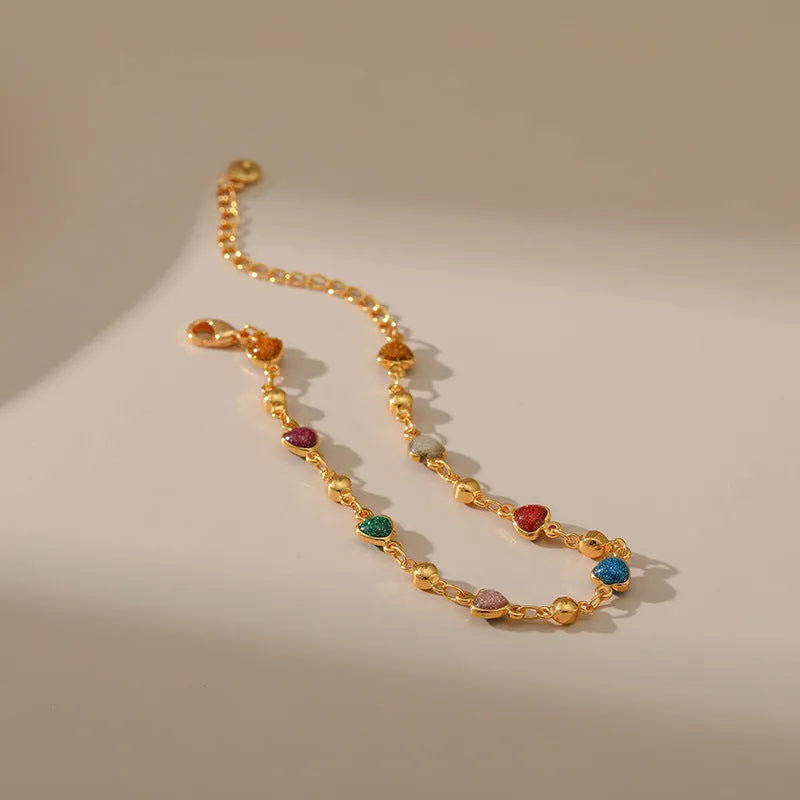 Wholesale Geometric Love Flash Powder Creative Summer Copper Bracelet