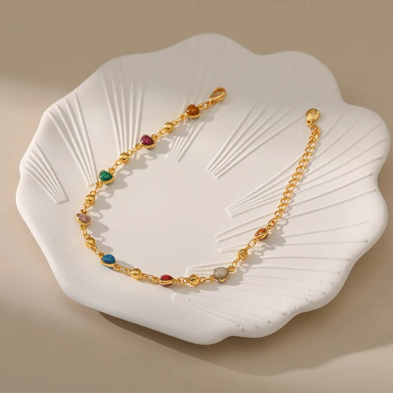 Wholesale Geometric Love Flash Powder Creative Summer Copper Bracelet