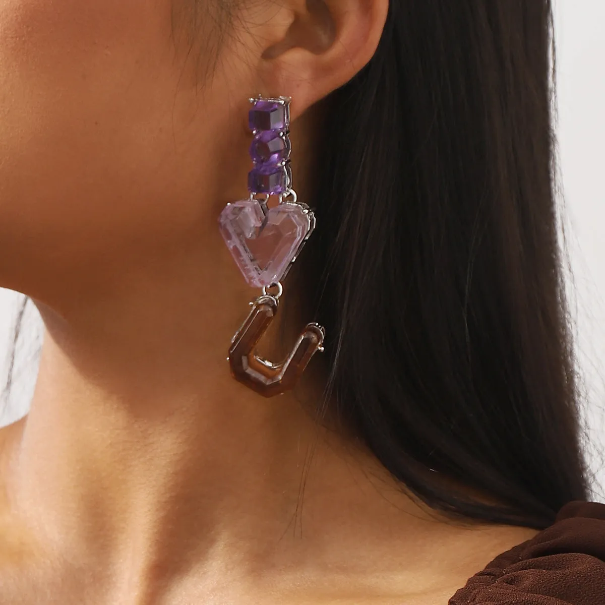 Wholesale Geometric Love Irregular Resin Earrings