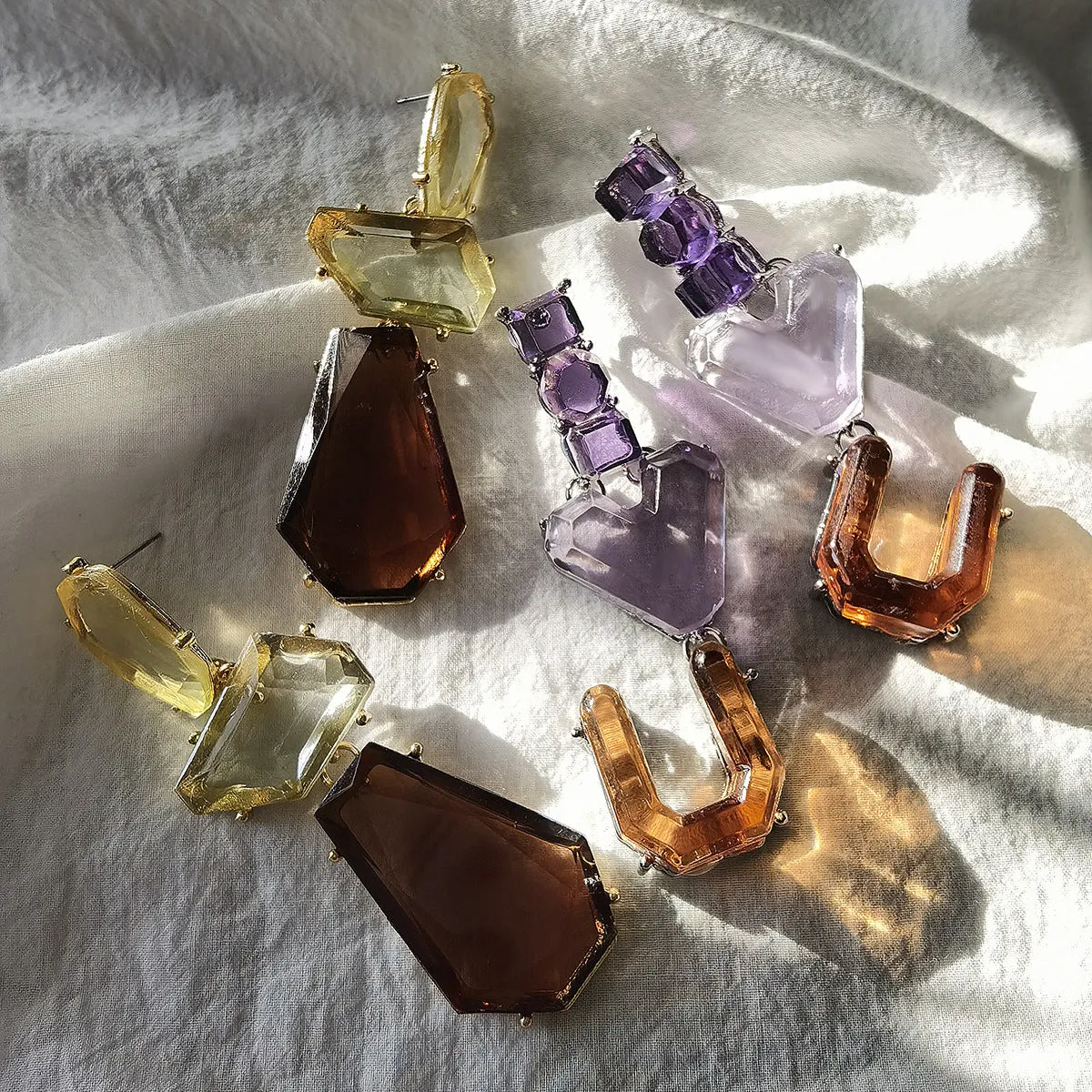 Wholesale Geometric Love Irregular Resin Earrings