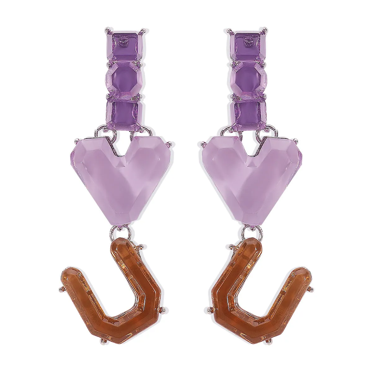 Wholesale Geometric Love Irregular Resin Earrings