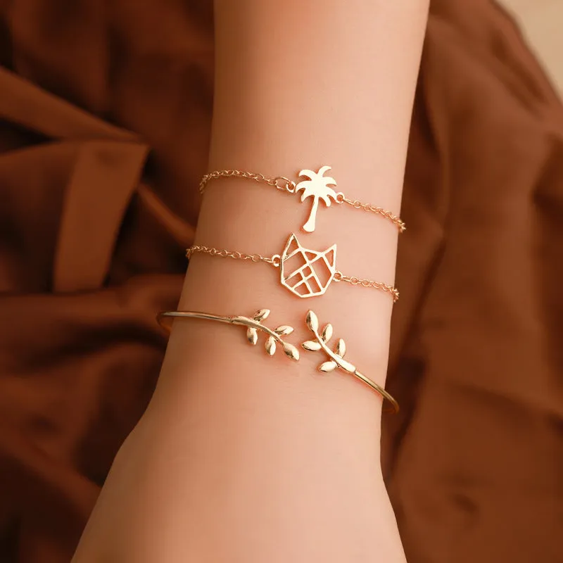 Wholesale Geometric Map Beads Shell Tassel Alloy Bracelet